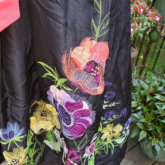 Anthro Yoanna Baraschi Silk Floral Applique Dress - Picture 4 of 8